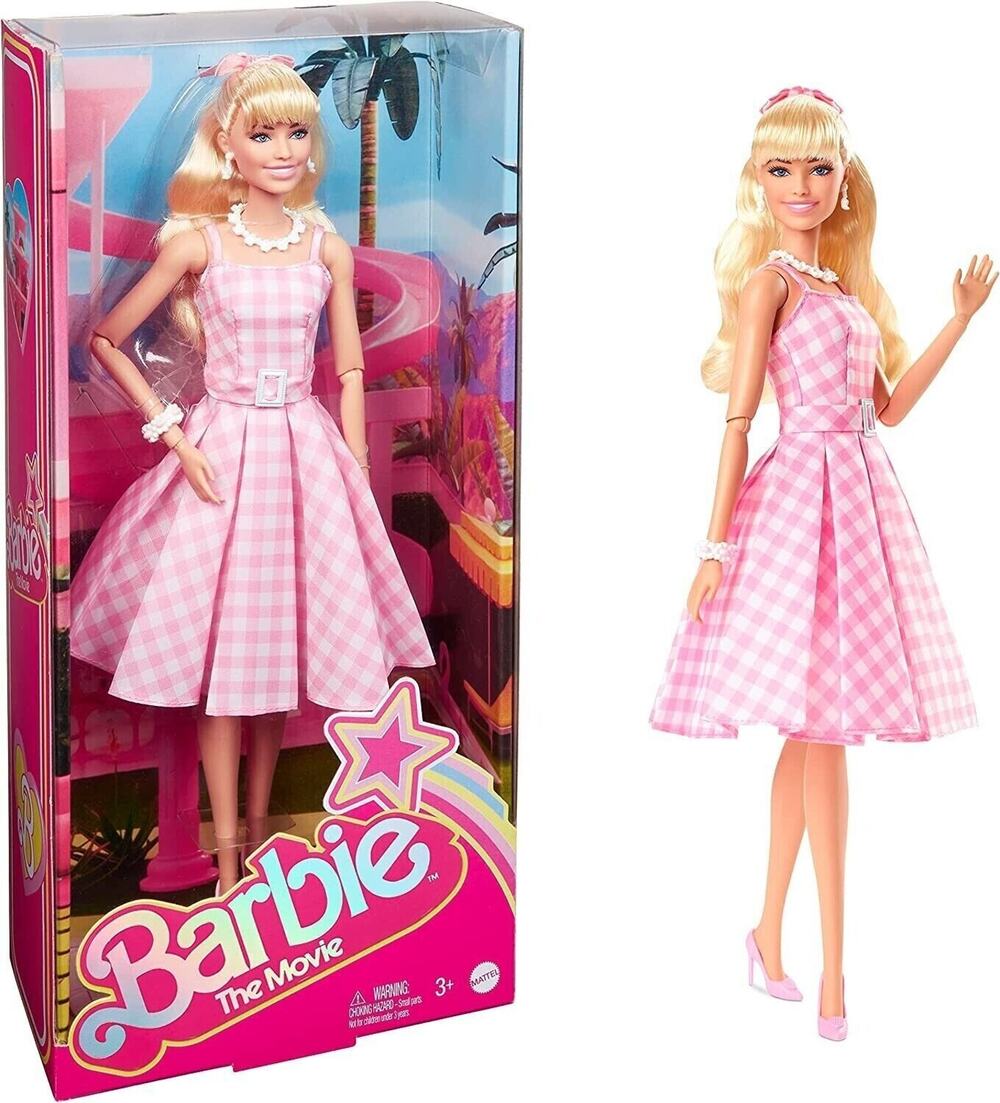 Barbie The Movie Fashion Doll Margot Robbie Pink Gingham Dress 2023